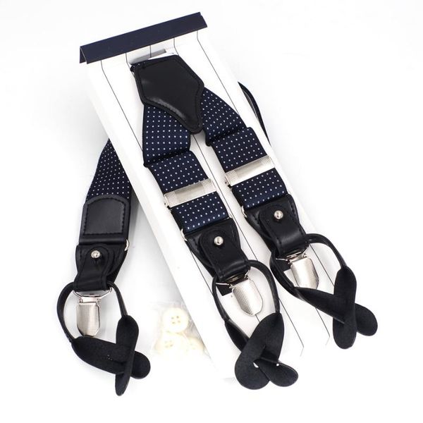 

man's suspenders fashion button braces 3 clips dual braces casual suspensorios adjustable belt strap ligas tirantes 3.5*120cm, Black;white