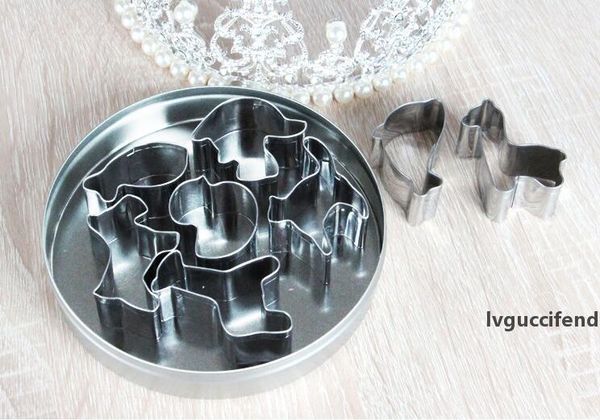 

stainless steel cookie biscuits cutter cute animal shape cake mold 8 pcs/set diy baking supplies small kitchen tools