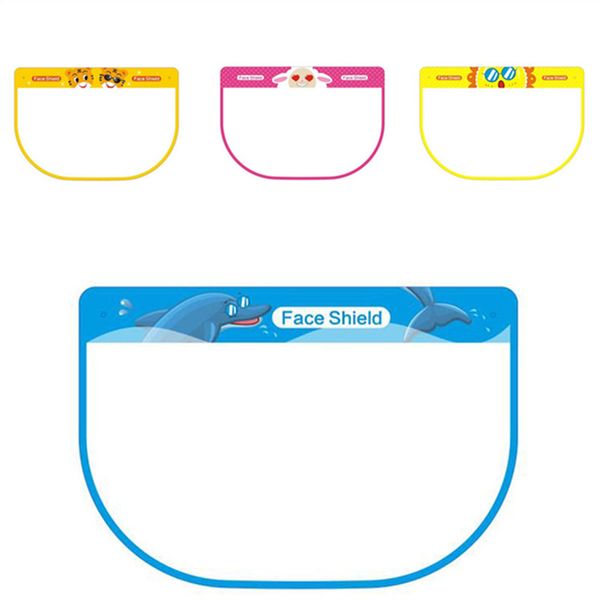 

lovely kids face shield cartoon transparent full protective face mask cover dustproof anti-fog face shield windproof children pet masks 2020, Blue