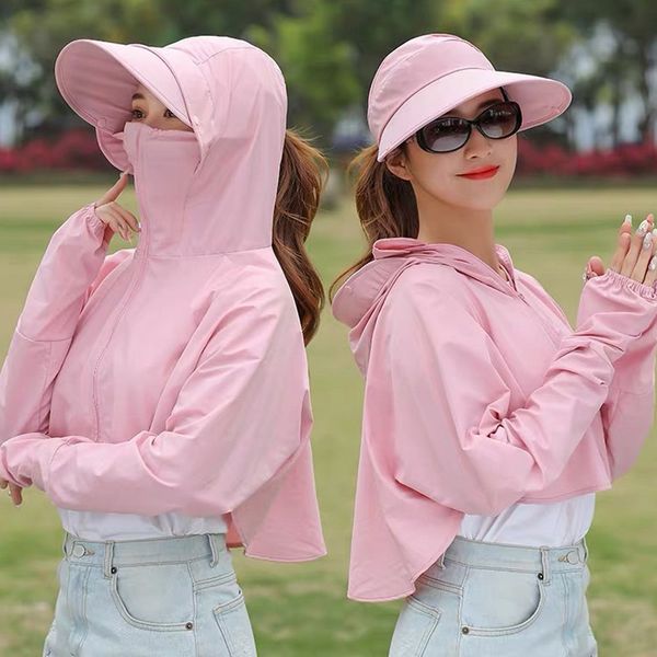 

hat female summer protection leisure cycling helmet electric bike outdoor sun hat to cover the face protect face ultraviolet y200619, Blue;gray