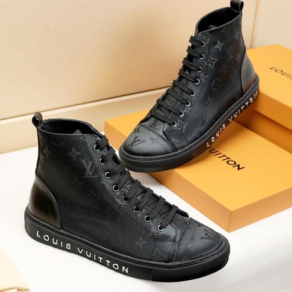 

men shoes fashion boots sneakers with box lace -up luxury design mens shoes fashion footwears ankle boots bottes casual luxury drop ship, Black