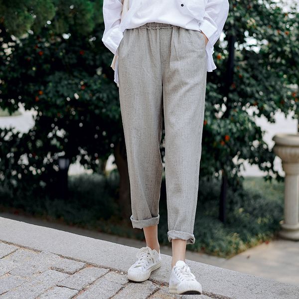 

johnature women casual straight pants solid color high waist trouser 2020 new summer patchwork pockets female vintage pants, Black;white