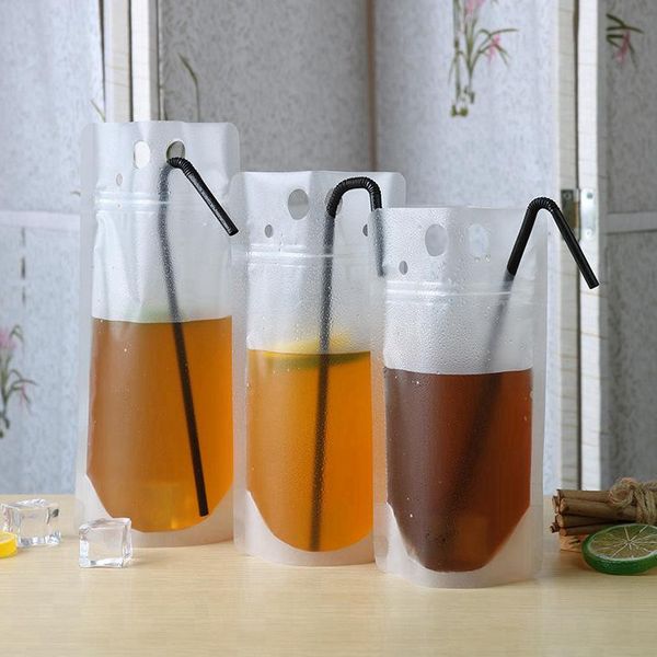 

transparent drink pouches clear beverage bag frosted self sealed milk coffee juice drinking plastic bags plastic portable eea1782