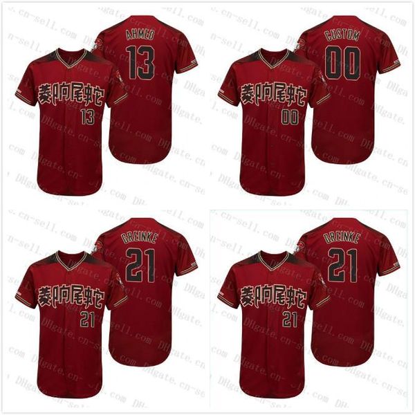 

пользовательские аризона 2019 asian heritage бейсбол джерси diamondback 13 ник ahmed 21 zack greinke, Black