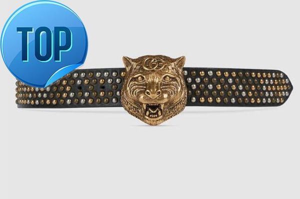 

g buckle belt bee snake dragon tiger head feline moccasins leather belt with tiger head studded belt with box 400592, Black;brown