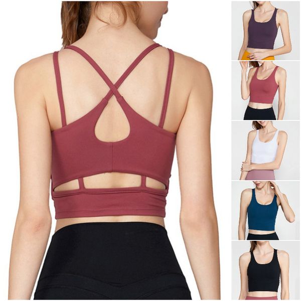 LL-W031 Women Yoga Vest Girls Running Fast Dry Bra Ladies Casual Yoga Abiti Abbigliamento sportivo per adulti Esercizio Palestra Fitness Wear Scava fuori