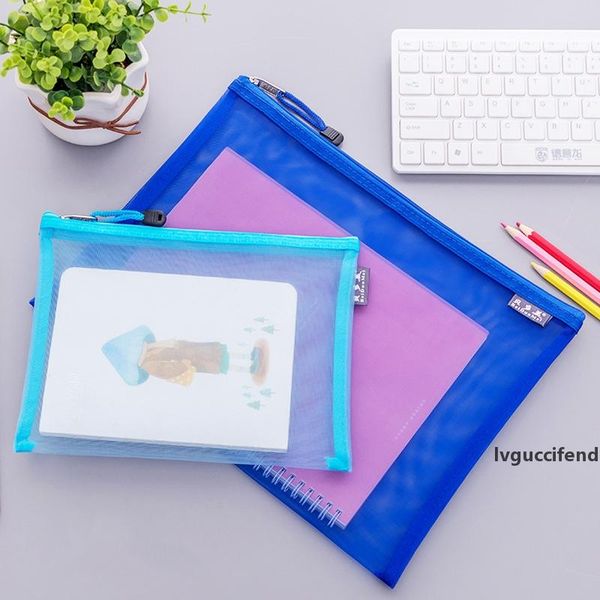 

transparent file pocket archival bags mesh waterproof file folder classified storage student stationery bag zipper document bag bc bh1490