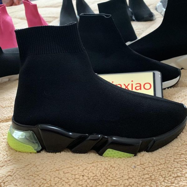 

brand sock shoe mens womens speed trainers sneakers fashion knit mesh air cushion shoes ultra light bottom boot, Black