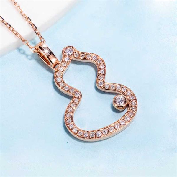 

korean fashion geometric gourd pendant necklaces for women female pave stones rose golden&sliver choker boho, Silver