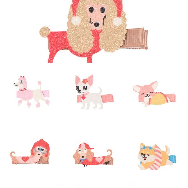 

rezmm summer cartoon pet dog hairpin 200405 super cute animal parent-child hair accessories holiday summer cute side clip style baby side cl, Slivery;white
