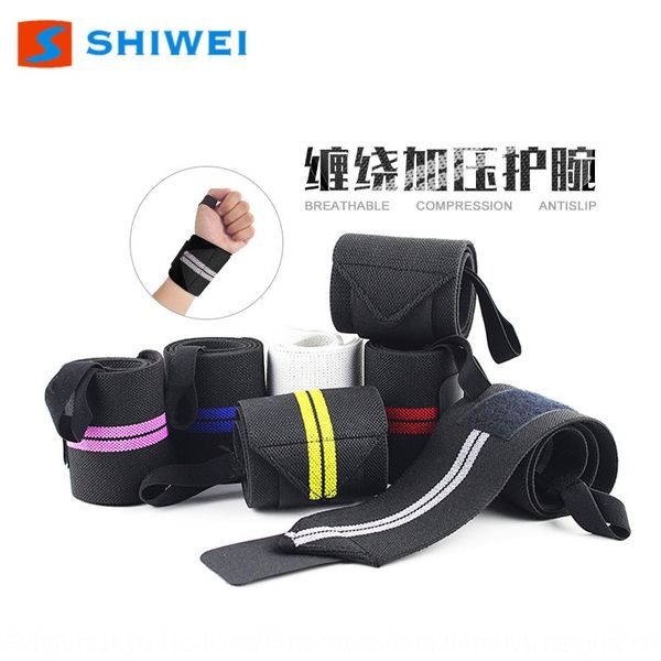 

shiwei weightlifting winding bage wristb elastic nylon color left wrist strap wrist strap and right hand design, Black;red