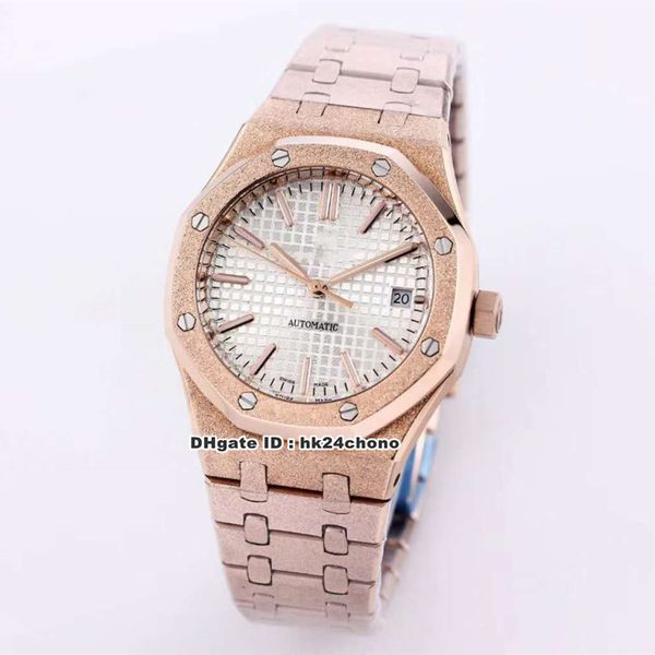 

8 style 37mm frosted selfwinding automatic womens watch 15454or.gg.1259or.01 white dial frosted rose gold bracelet ladies watches, Slivery;brown