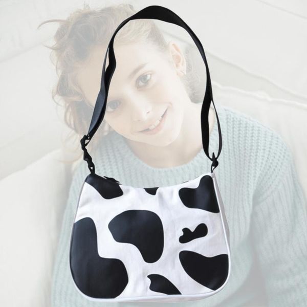 

1pc маленькая dairy cow pattern регулируемый плечевой ремень сумка (белый черный