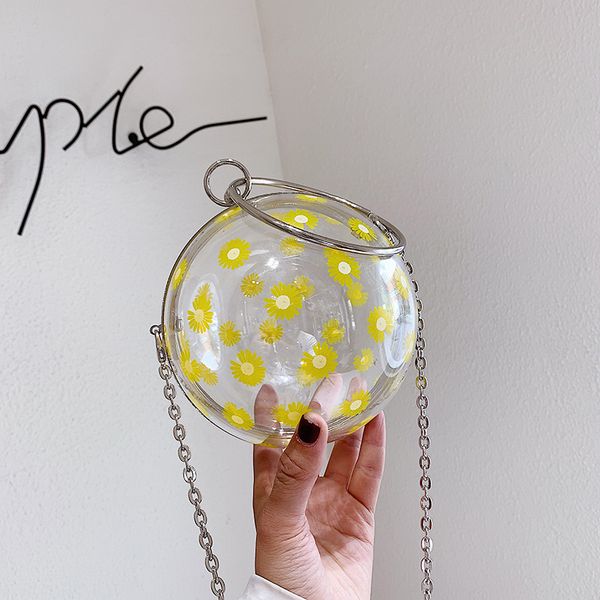 

trend round female bag fashion transparent shoulder bag pvc luxury chain messenger ins wild personality creative handbags