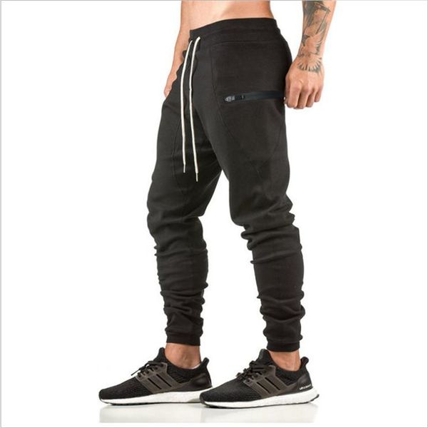 

men's pants 2021 men running solid casual loose sports leggings hip slim fitness training gym joggers male soccer sweatpants, Black