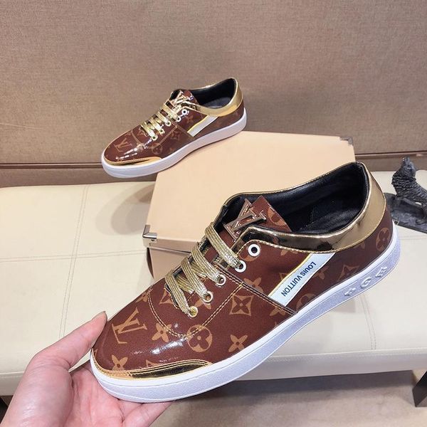 

2020l luxury design fashion printed leather rubber sole sneakers all-match breathable mens casual shoes mens banquet shoes size: 38-451, Black