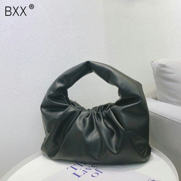 

bxx] women solid color pu leather crossbody pleated bag for women 2020 simple female shoulder messenger bag lady handbags hk478