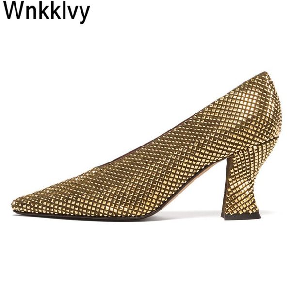 

bling bling rhinestone high heels shoes women luxurious crystal little spaure toe pumps gold silver party prom single shoes, Black