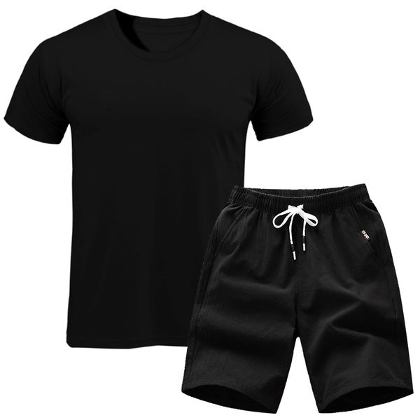

2020 brand t shirt men sets fashion summer cotton short sleeve sporting suit t-shirt +shorts mens 2 pieces sets casual clothing, Gray