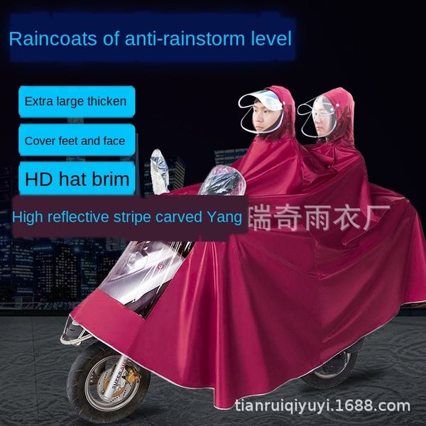 

motorcycle oxford motorcycle battery car raincoat poncho riding extra thick oxford cloth with mirror cover durable rain-proof, Black