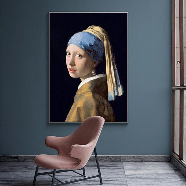 

netherlands johannes the girl with a pearl earring famous wall paintings classical portrait art canvas prints home decor