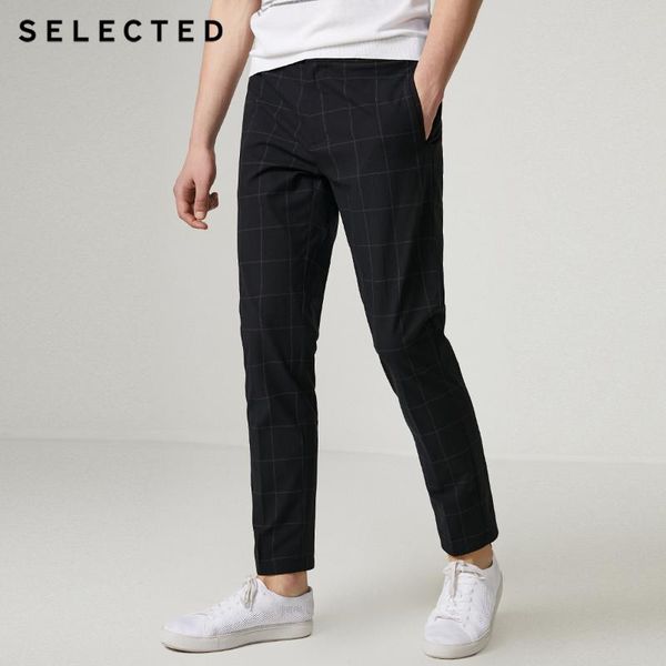 

мужские slim fit хлопок клетчатые штаны s | 419214565, Black