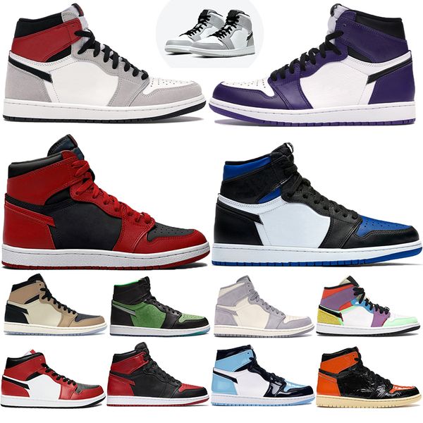 

1 high og mid chicago toe reverse bred 1s mens women basketball shoes sports mid light smoke grey pale ivory jumpman sneakers trainers