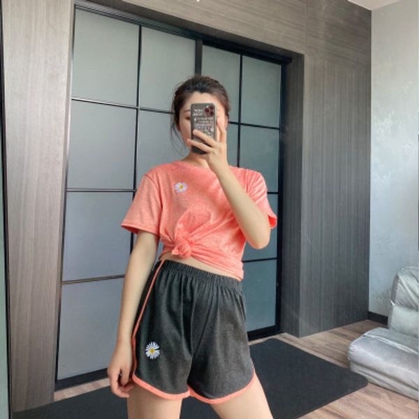 

2 pcs set sports ladies quick-drying suit ice silk cotton breathable leisure outdoor sportswear running t-shirt with shorts, Black;blue