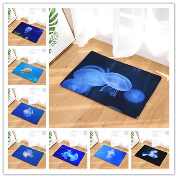 

jellyfish digital non-slip printed floor door digital printed foot mat bathroom kitchen bathroom long strip absorbent non-slip mat