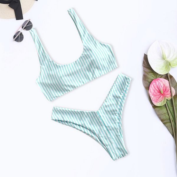 

women's swimwear 2021 women 2 pieces striped bikini set with pad bathing suit strap summer push up boho bikinis swimsuit, White;black
