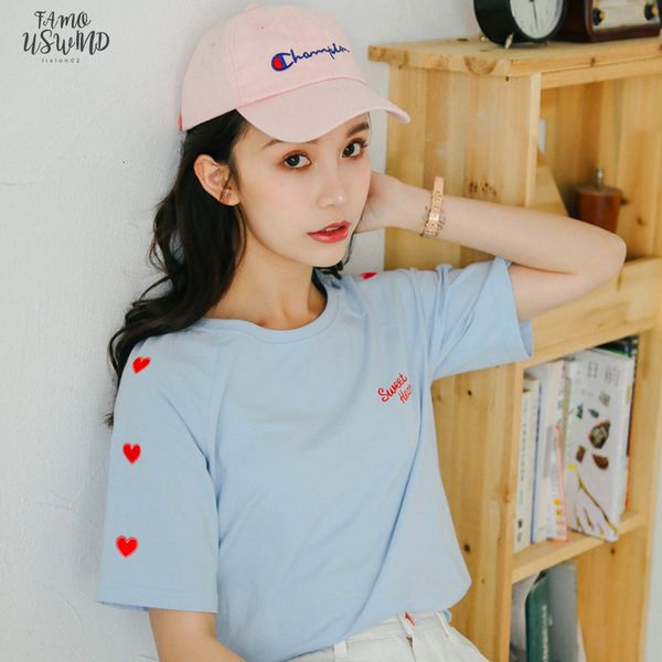 

harajuku t shirt letter women summer cotton love heart embroidery tshirt preppy style casual korean clothes o neck kawaii tumblr, White