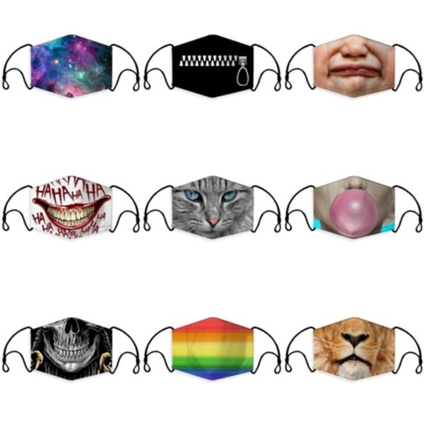 

fashion cartoon pattern solid black cotton face mask cute 3d print half face mouth muffle masks party masks outdoor cycling mask#748