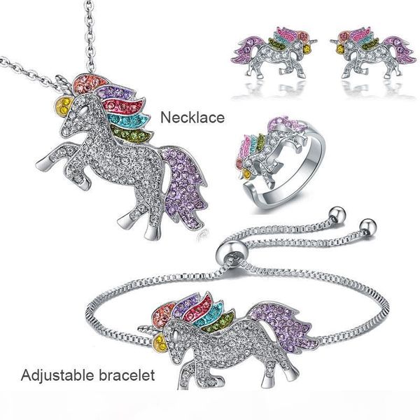 

2019 fashion unicorn diamond ring color enamel luxury designer jewelry womens decorations well-made design rings adjustable, Silver