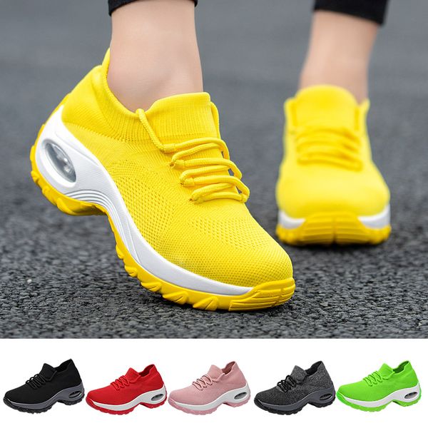 

6 colors air cushioning women running shoes slip on sock sneakers breathable mesh casual swing shoes elasticity trainers sport