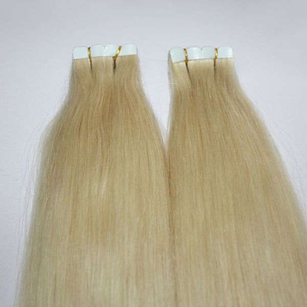 

100% russian virgin human tape hair straight wave 26 inch blonde color&200g & 80pcs per lot, Black