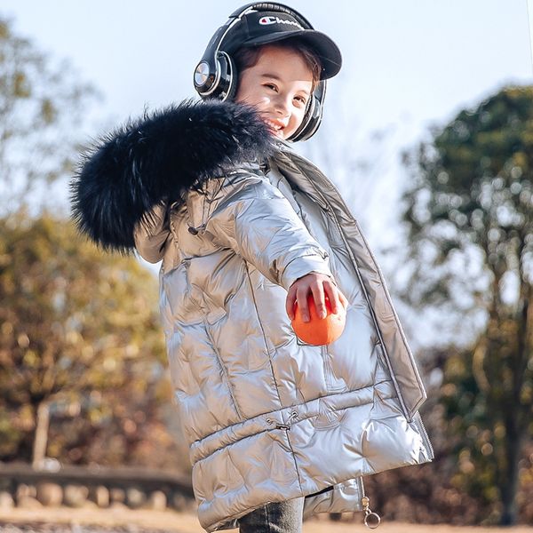 

axxk9 down jacket girlsmid-length medium and large down jacket children's winter clothes children's clothing 2019 new fashionable, Blue;gray