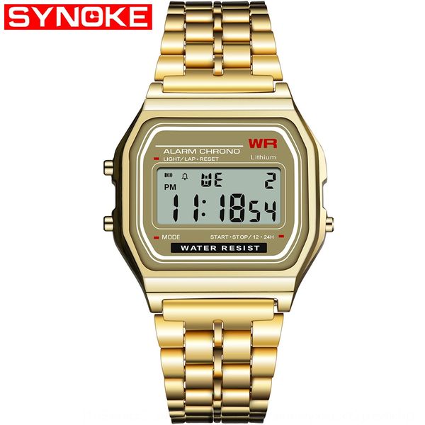 

synoke instant small gold trend student electronic watch square electron electron alloy belt watch f91 classic, Blue