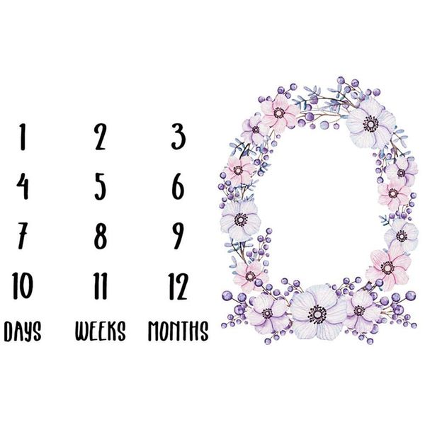 

newborn pgraphy packing, baby props printed cotton monthly milestone wrapped blanket # 12