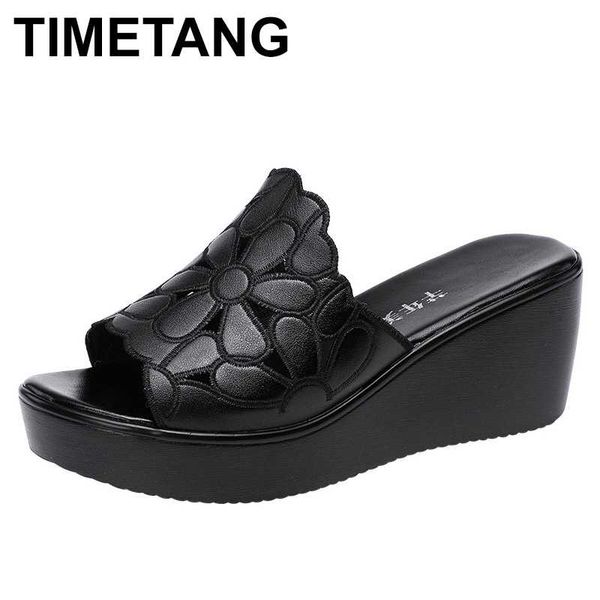 

timetangwedge heel sandals women summer 2020 platform hollow flower sandals big size 41 43comfortable open toe black shoes woman