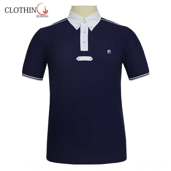 

g9847 high-end professional equestrian clothing polo t-shirt short-sleeved moisture absorption and perspiration barrier competition t-shirt, Gray;blue