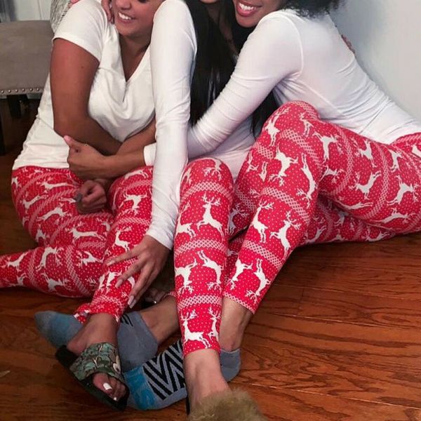 

mid new casual 2020 womens xmas christmas reindeer print legging activewear long slim pants trousers homewear leggings pyjamas, Black