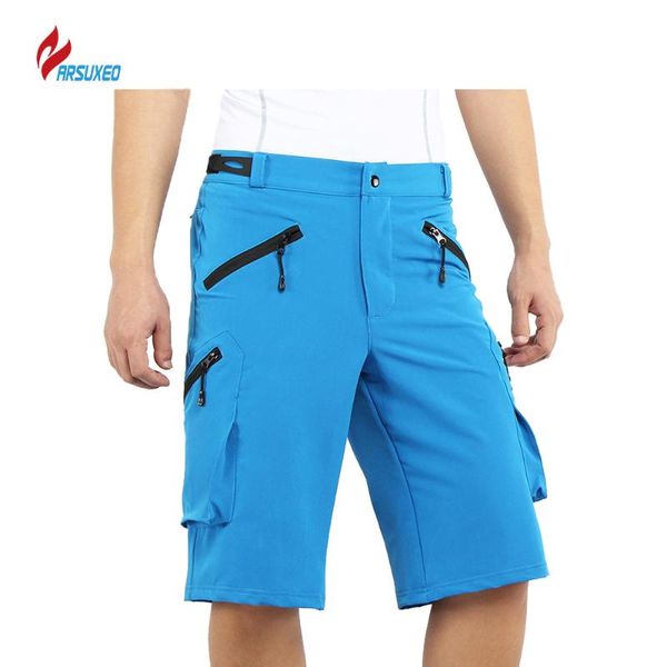 

arsuxeo mens outdoor sports cycling shorts men pockets shorts mountain bike ciclismo cycling wear adjustable waist