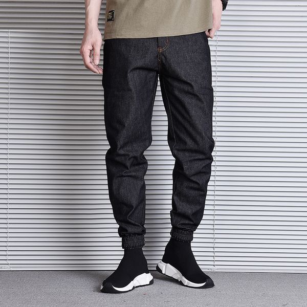 

japanese style fashion men jeans loose fit vintage designer denim cargo pants harem trouser streetwear hip hop jeans men joggers, Blue