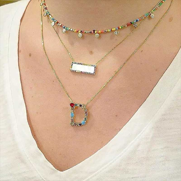 

women's gold cz alphabet letter necklace pendant jewelry cubic zirconia copper initial necklace a-z diy gift girl, Silver