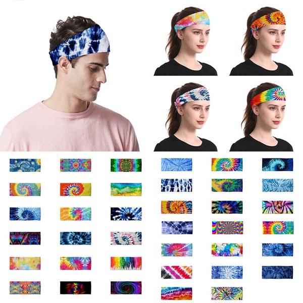 

38 style tie-dye headband men and women outdoor sports turban yoga turban ladies cosmetics party hats xd23716