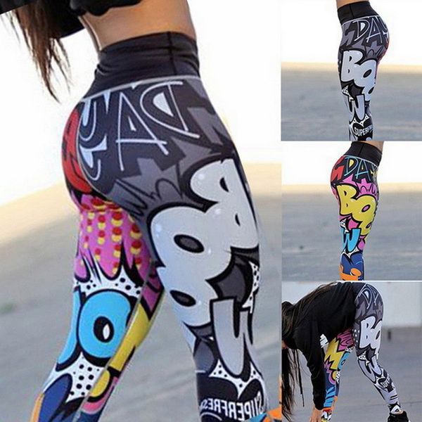 

women printed leggings fitness slim workout leggings 2020 trousers for women fashion high waist leggings mujer clothing, Black