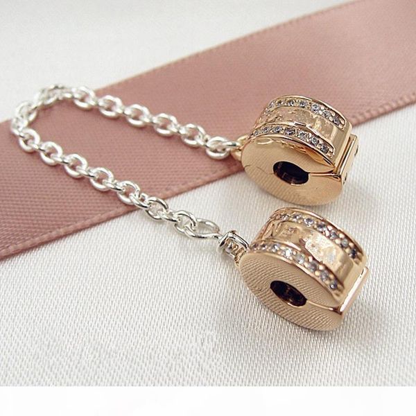 

rose gold plated insignia safety chai clip charm bead with clear cz fits european pandora jewelry bracelets & necklaces necklaces & pendants, Black