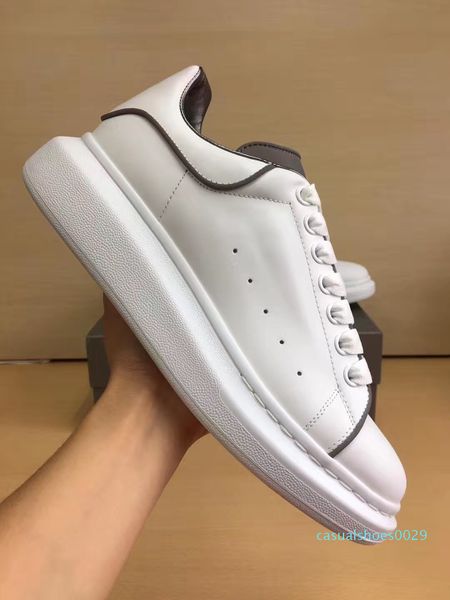 

shinny fluorescent luminous reflective 3m white casual shoes platform men leather comfort leisure ladies chaussures with box t01, Black