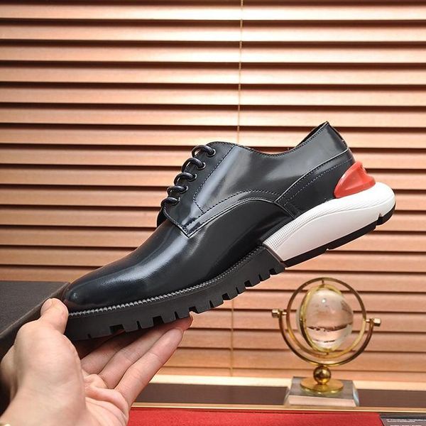 

2020 new fashion derby shoes luxury mens shoes sale drop ship dress for male wedding formal flats round toe lacing office work shoes, Black