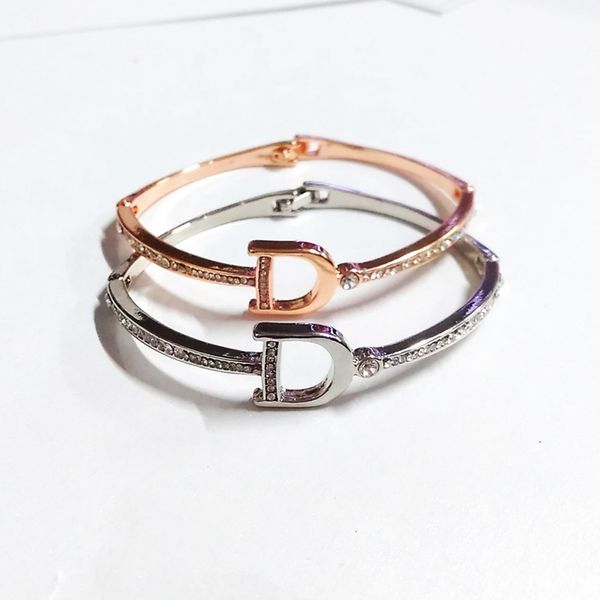

trendy design letter crystal bracelet bangle for women, Black